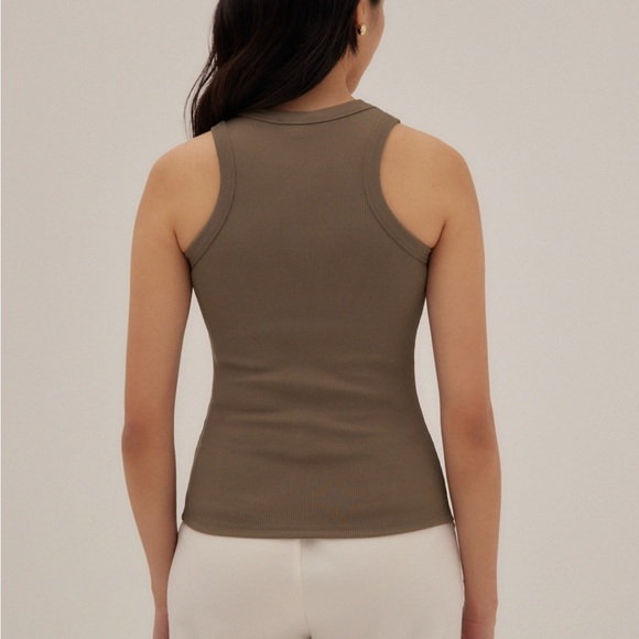 Love Bonito Sevyn Ribbed Racer Tank Top - Clay - Picture 2 of 6